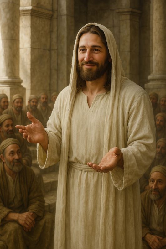 Jesus spricht im Tempel